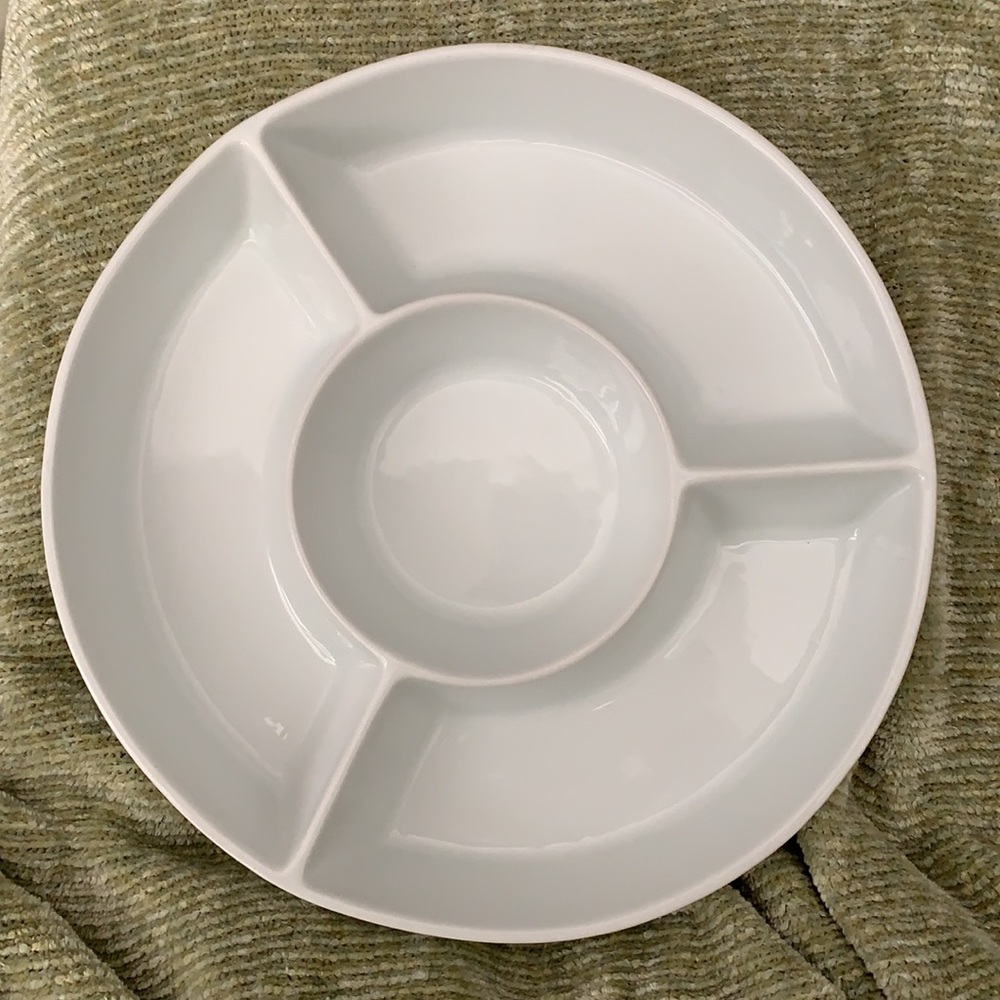 Porcelain White Round Serving Tray & Bowl Set - Picture 4 of 12